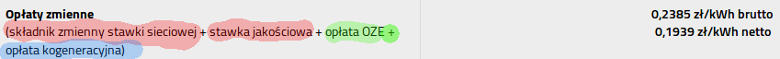 op�aty zmienne tauron, op�ata oze, op�ata kogeneracyjna