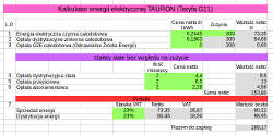 Kalkulator energii elektrycznej TAURON (Taryfa G11), Energia elektryczna czynna ca�odobowa 